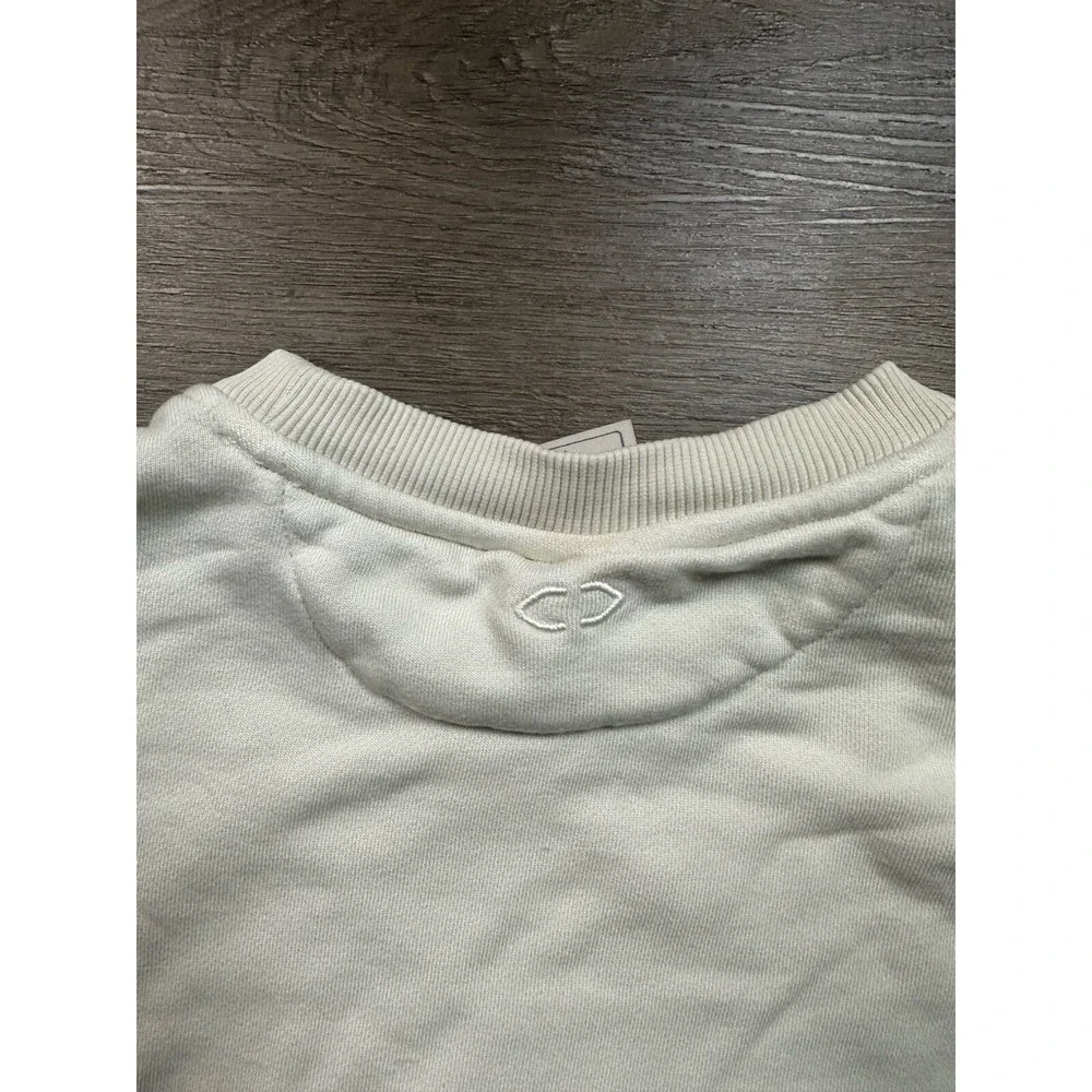 Audimas Sweater Women's S White Cream Logo Print‎ Long Sleeve Crew Neck